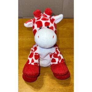 2007 Ty Pluffies Kisser Plush Valentines Giraffe Red White Stuffed Animal Toy